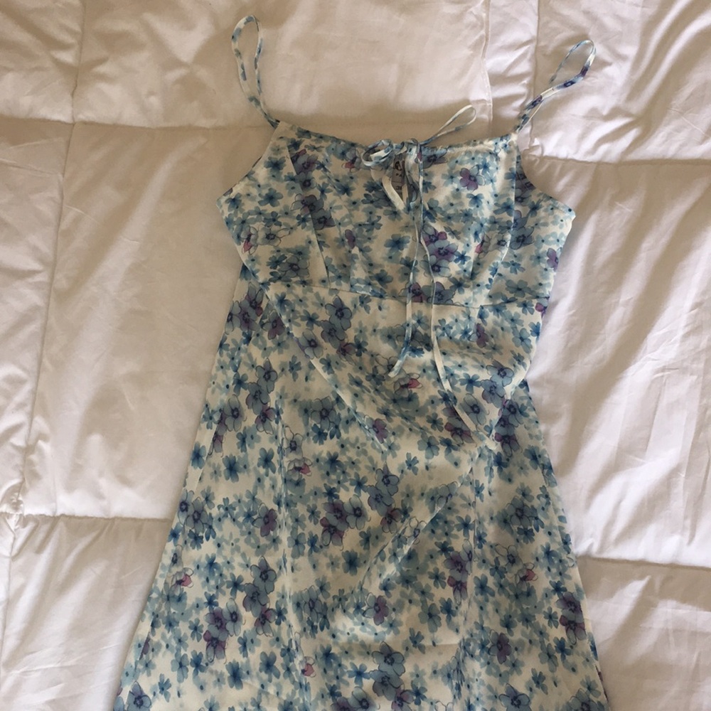 Rouje Blue Floral Daria Dress Size 36 Small Silk